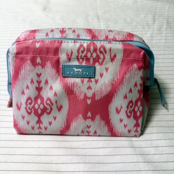 Scout Dachshund Makeup Carry All Multi Use Zippered Bag Pink Blue - Picture 1 of 1
